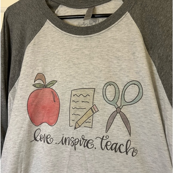 Doodles by Rebekah raglan shirt “Inspire/Teach/Love” size Large - Picture 2 of 6